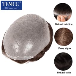 Male Hair Prosthesis Skin 0.02mm Base Toupee Men Wig Human Hair Wigs Undetectable Replacement Systems Men's Capillary Prothesis
