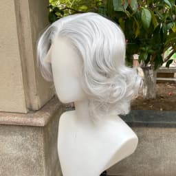 Sliver Grey Short Curly 13X4 Synthetic Lace Front Wigs for Women Older Lady Glueless Synthetic Wigs Gray Free Part 150% Density