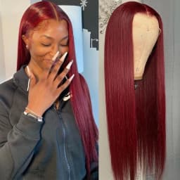 250 Density Bone Straight Burgundy 13x4 Lace Colored Red Wig 99J Human Hair Wig 13x6 HD Transparent Lace Frontal Wigs Pre Plucked With Baby Hair 32 Inch Brazilian Hair For Women
