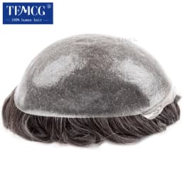Double knotted Toupee Men 0.06-0.08mm PU Natural Hairline Men Wig Human Hair System Unit 6" Male Hair Prosthesis Soft Male Wig