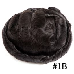 15MM Curly Male Hair Prosthesis Toupee Men Wig Indian Human Hair Comfortable Skin Base Wigs For Men System Replacement Man Wig
