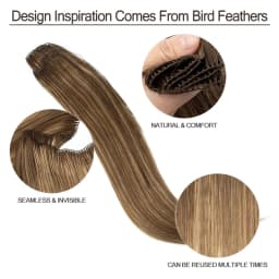 VADES Invisible Feather Hair Extensions Human Hair Long Straight Hair Extension Natural Sew In Microring Hair Weft for Women