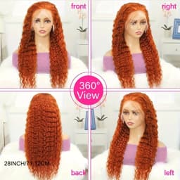 Orange Ginger 13X6 Hd Lace Frontal Wig Deep Wave Curly Colored Wig Lace Front Human Hair For Woman 30 Inch Brazilian 220 Density