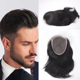 5X7 Lace Closure Remy Human Hair Wigs for Women/Men Hair Topper Swiss Lace with PU Base 9-10 Inch Hair Replacement System