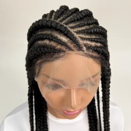 Dutch Braids 36in Synthetic Braided Wigs Fulani Braids Cornrow Transparent Full Lace Braided Wig for Black Women