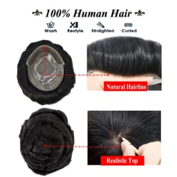 Fine Mono Hair System for Men Lace front with Mono and Skin Hybrid Breathable capillary prosthesis,Human Hair Toupee for Men