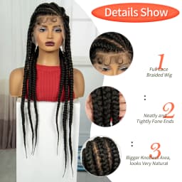 Cornrow Braided Wigs Synthetic Full Lace Braids Wig with Baby Hair Lace Frontal Knotless Braided Lace Wig for Black Women