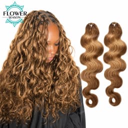 Body Wave Feather Crochet Hair Extension Human Hair Knotless Pre-Separated Crochet Human Hair Extensions Dark Brown Color #27