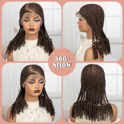 Short Ombre Cornrow Braided Wigs 14inch Synthetic Full Lace Kontless Braided Wigs Lace Frontal Braided Lace Wigs for Black Women