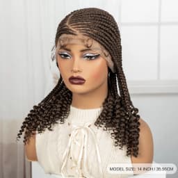 Short Ombre Cornrow Braided Wigs 14inch Synthetic Full Lace Kontless Braided Wigs Lace Frontal Braided Lace Wigs for Black Women