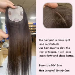 10x12CM Straight Human Hair Toppers For Women Skin Human Hair Piece Cover Breathable Human Hair Topper With 4 Clips In HairPiece