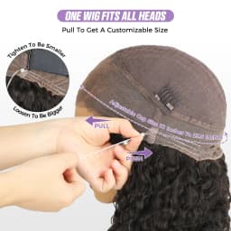 Invisible Strap HD 360 Lace Front Wigs Human Hair Kinky Straight 210% Density 360 Transparent Full Lace Wig Invisible Drawstring Glueless Wig Wear & Go