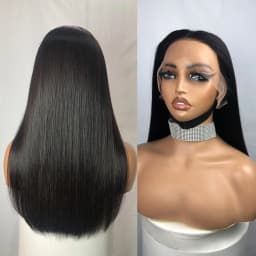 350% Density Double Drawn Straight Lace Wig 13X4 Transparent Lace Frontal Human Hair Wig Brazilian Lace Front Wigs For Women