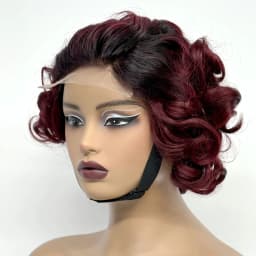 12inch 5x5 Transparent Lace Closure Blonde 613# Loose Wave Human Hair Wigs 280% Density Short Bouncy Curly Bob Wigs for Women