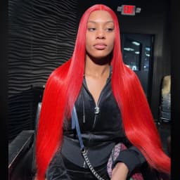 Premium 13x6 Hot Red Colored HD Lace Front Human hair Wigs Pre Plucked 220% Bone Straight Lace Frontal Human Hair Wig For Women