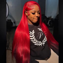 Premium 13x6 Hot Red Colored HD Lace Front Human hair Wigs Pre Plucked 220% Bone Straight Lace Frontal Human Hair Wig For Women