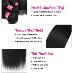 UNice Hair Yaki Straight Hair Bundles 1/3/PCS Deal 100% Human Hair 10A Grade Natural Color Sew In Bundles Quick Weaves