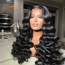 34" 250% Loose Wave 13x6 HD Lace Front Wig Preplucked 13x4 HD Transparent Full Lace Frontal Human Hair Wigs Glueless Wear Go