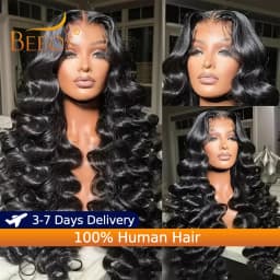 34" 250% Loose Wave 13x6 HD Lace Front Wig Preplucked 13x4 HD Transparent Full Lace Frontal Human Hair Wigs Glueless Wear Go