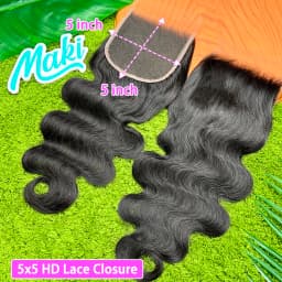 5x5 HD Transparent Lace Closure Body Wave Human Hair Preplucked Bleached Knots 1B Natural Black Color Invisible Lace Virgin Hair