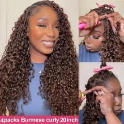 Miracle Knot Feathered Crochet Human Hair For Braiding Boho Braids 100%Raw Human Hair Burmese Curly Human Crochet Hair Extension