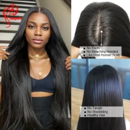 Hesperis Top 5.5x4.5 Scalp Cap HD Lace Front Wig Straight Silk Base Lace Front Human Hair Wigs Pre Plucked Brazilian Remy Hair