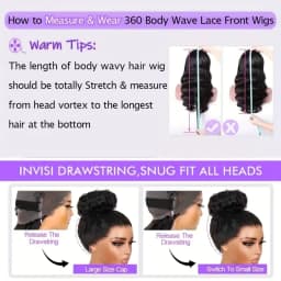 Body Wave 360 Full Lace Wigs Human Hair Pre Plucked HD 180% Density Brazilian Ponytail Hair Wavy Wig Pre-cut Drawstring Lace Brazilian Ponytail Hair Wavy