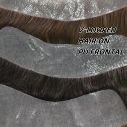 Men's Forehead Hairline Wig High Density Human Hair Skin PU Men's Frontal Hairpiece V Ring Frontal Hair Top