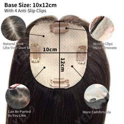 17 Inch Human Hair Toppers With 4 Clips 100% Straight Human Hair Topper Human Hairpieces 4inch×5inch Injection Base for Women