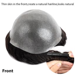Clearance 0.08mm Full Skin Base Toupee Men Hair Strong Double Knots Male Hair Prosthesis Natural Human Hair Men's Wigs Systems