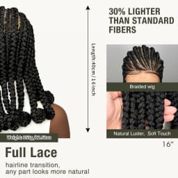 Handmade Synthetic Bantu Braiding Wigs Full Lace Natural Cornrow Braided Wigs for Black Women 16inch African Braids Hair Wigs