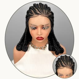 Handmade Synthetic Bantu Braiding Wigs Full Lace Natural Cornrow Braided Wigs for Black Women 16inch African Braids Hair Wigs