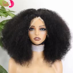 350% Density Afro Kinky Curly Wigs 13x4 4x4 Lace Frontal Short Bouncy Curly Bob Human Hair Wigs Natural Hairline for Black Women