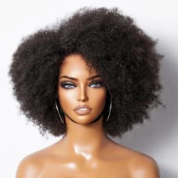 250% Density Afro Wigs for Black Women Kinky Curly Lace Front Wig Afro Short Bob Human Hair Wig 13x4x2 Lace Natural Hairline