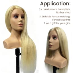 24"Mannequin Head With 95% Real Hair Manikin Training Head WIth Shoulder For Styling Cosmetology Hairdresser Barber Practicing
