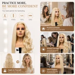 Long Hair Mannequin Head for Hair Styling Human Hair Doll Head for Braiding Cutting Practice Beautiful Female Salon Training