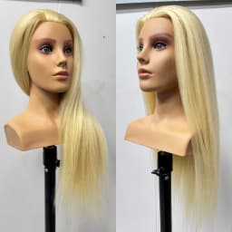 Long Hair Mannequin Head for Hair Styling Human Hair Doll Head for Braiding Cutting Practice Beautiful Female Salon Training