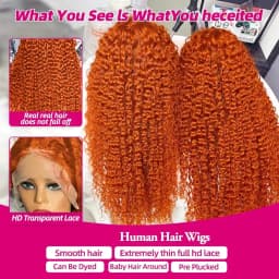 HD Ginger Orange Deep Wave 13x4 13x6 Lace Frontal Wigs Water Wave 360 Full Lace Front Wig #350 Colored Curly Human Hair Wig 220%