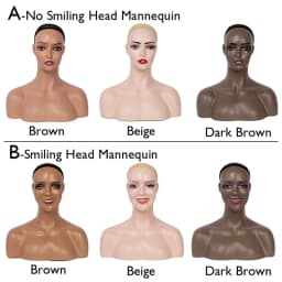 Wholesale 4Pcs/Box Female Realistic Mannequin Head With Shoulders African Wig Display Model Dark Brown Doll Head For Hat Glasses