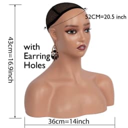 Wholesale 4Pcs/Box Female Realistic Mannequin Head With Shoulders African Wig Display Model Dark Brown Doll Head For Hat Glasses
