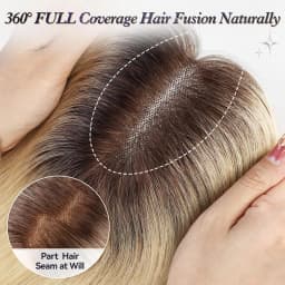 12in Hair Toppers for Women Real Human Hair Pieces Brown Blonde Highlight 10*12cm Silk Base Toppers for Women With Thinning Hair