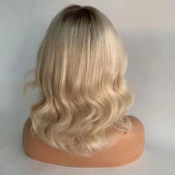 7T60 Color Dark Roots Glueless Silk Top Silicone Base Medical Wig Replacement European Human Hair For Alopecia Or Cancer