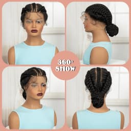 Full Lace Natural Bantu Braided Wigs Synthetic Braided Lace Wig with Baby Hair Knotless Braids Wigs for Black Women