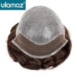 Lace Pu Men's Capillary Prosthesis 0.06-0.08mm Skin Toupee Hair Men Lace Front Hair Prosthesis Man Hair System Wigs Human Hair