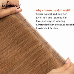 Isheeny Straight Long Tape Weft Hair 12"-22" Invisible PU Skin Weft Human Hair Extensions Natural Inject Hair Bundles 80-100g