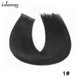 Isheeny Straight Long Tape Weft Hair 12"-22" Invisible PU Skin Weft Human Hair Extensions Natural Inject Hair Bundles 80-100g