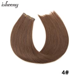 Isheeny Straight Long Tape Weft Hair 12"-22" Invisible PU Skin Weft Human Hair Extensions Natural Inject Hair Bundles 80-100g
