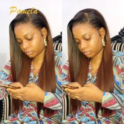 Double Drawn 13x6 HD Lace Frontal Wig Bone Straight Lace Front Wig Ombre Brown Colored Glueless Human Hair Wigs Ready To Wear