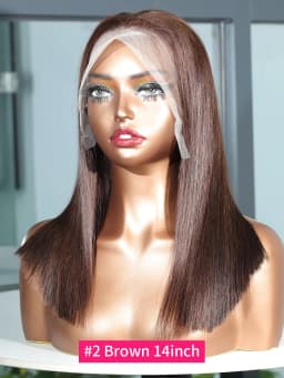 #2 Brown Raw Hair Vietnamese 250 Density 100% Human Hair Lace Frontal Wigs Straight 13x6 13x4 Bob Wig Lace Front Human Hair Wigs