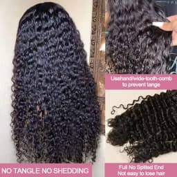 Natural Black Deep Wave Human Hair 13x6 HD Transparent Lace Front Wig 7x6 Brazilian Remy Human Hair Pre Plucked Baby Hair Glueless Wear And Go 200% Density Soft Bouncy Minimal Shed No Tangle Beginner Friendly For Women 40 46 Inch